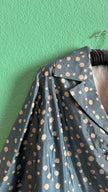 Vintage 1980s Blue Silk Polka Dot Cropped Blazer