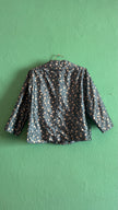 Vintage 1980s Blue Silk Polka Dot Cropped Blazer