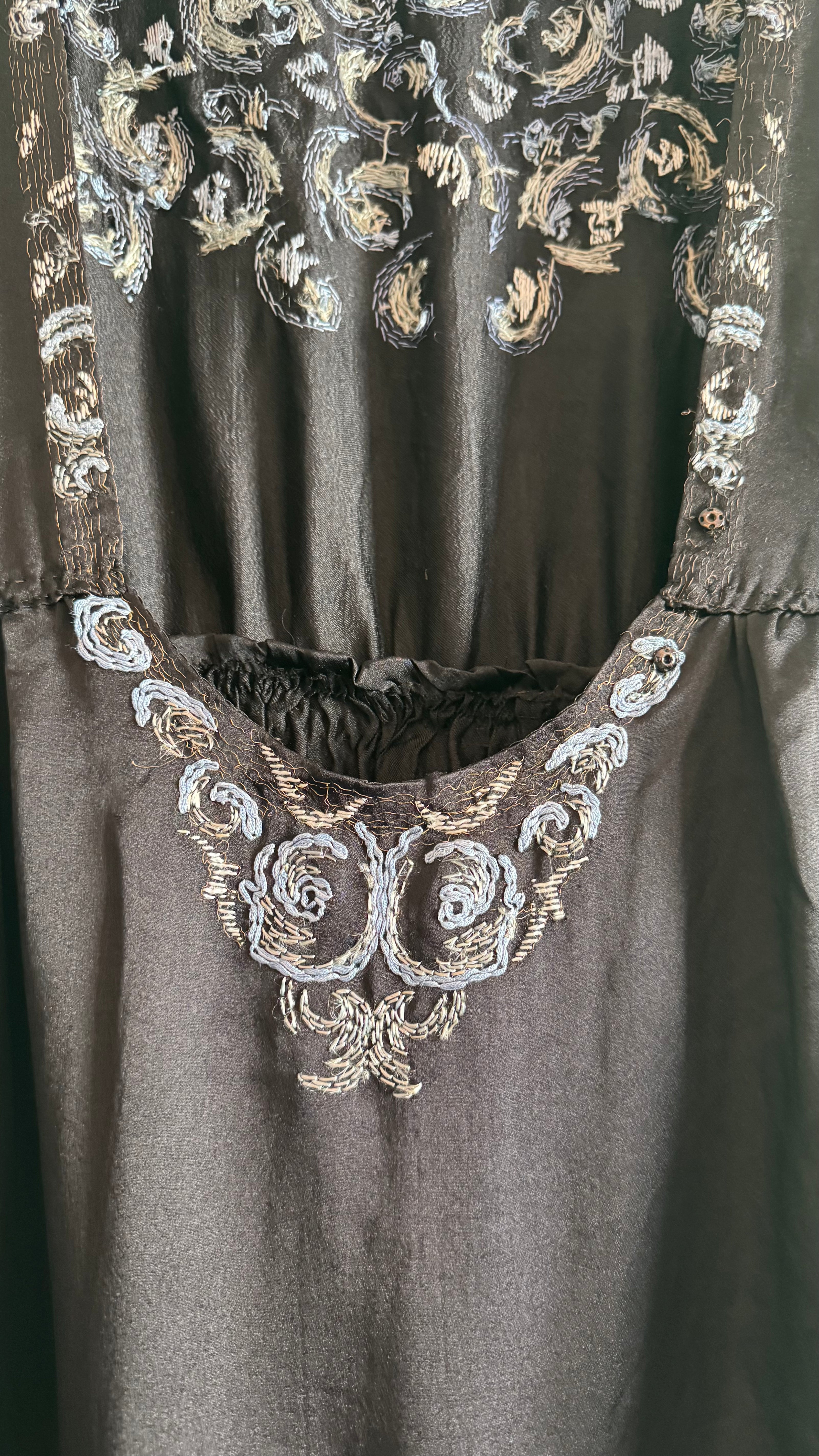 Vintage 1920s Black Embroidered Flapper Dress