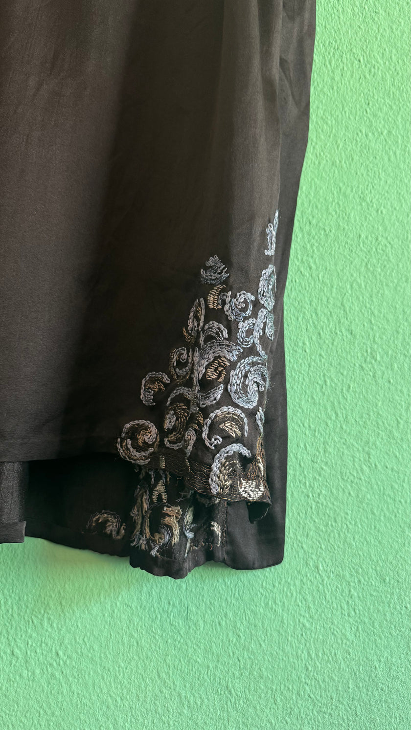 Vintage 1920s Black Embroidered Flapper Dress