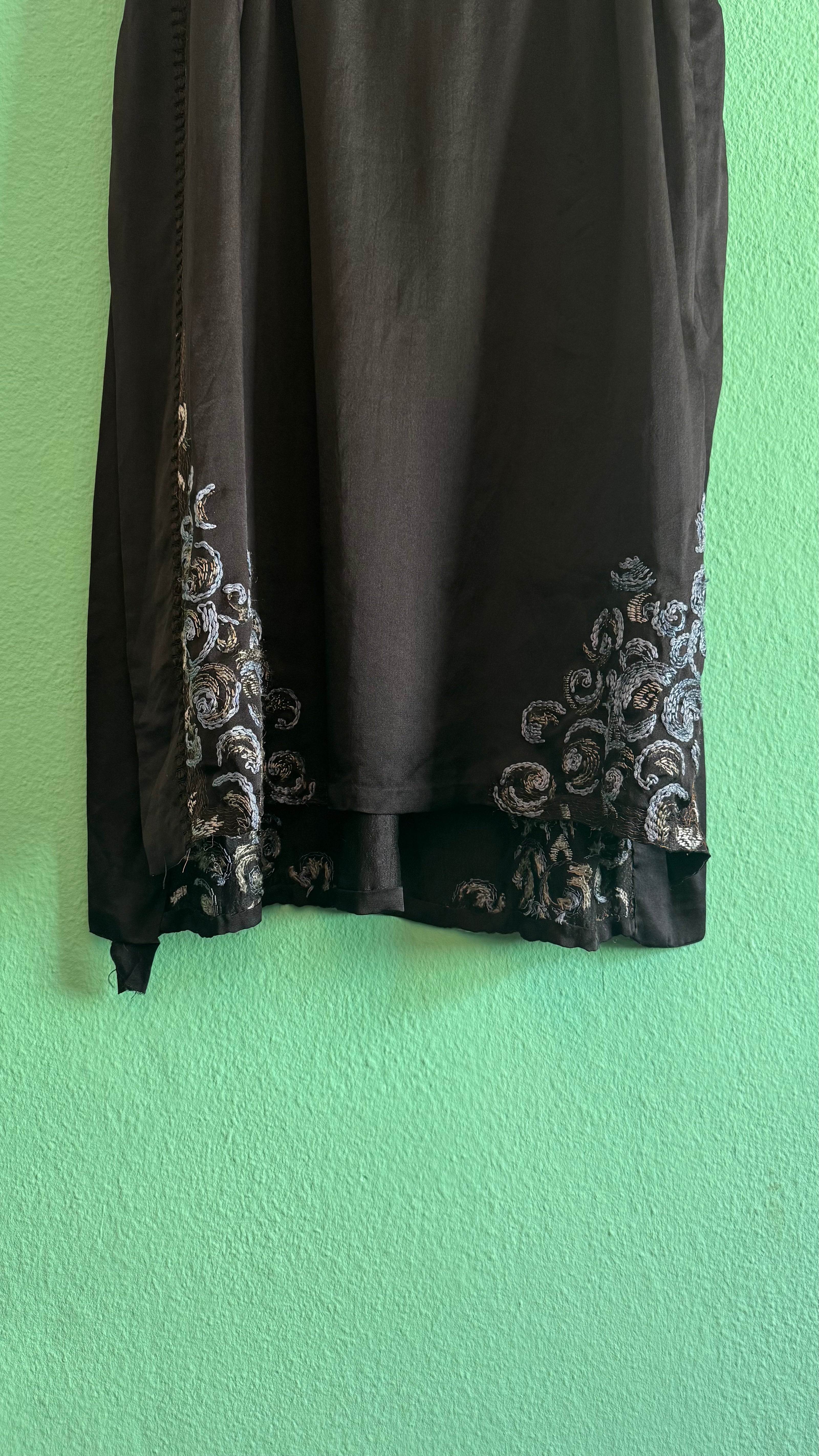 Vintage 1920s Black Embroidered Flapper Dress