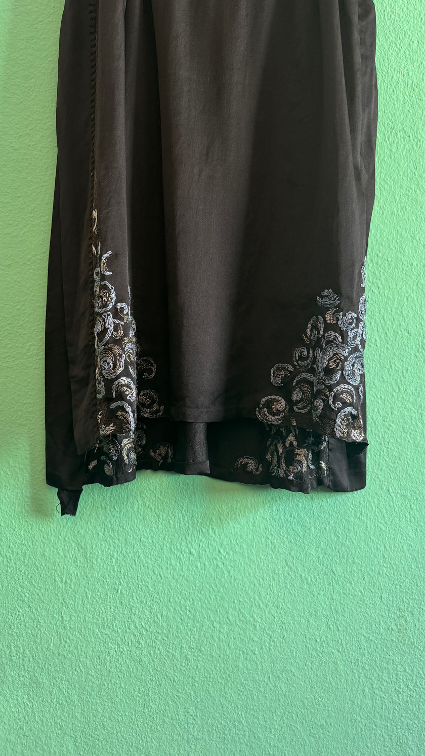 Vintage 1920s Black Embroidered Flapper Dress