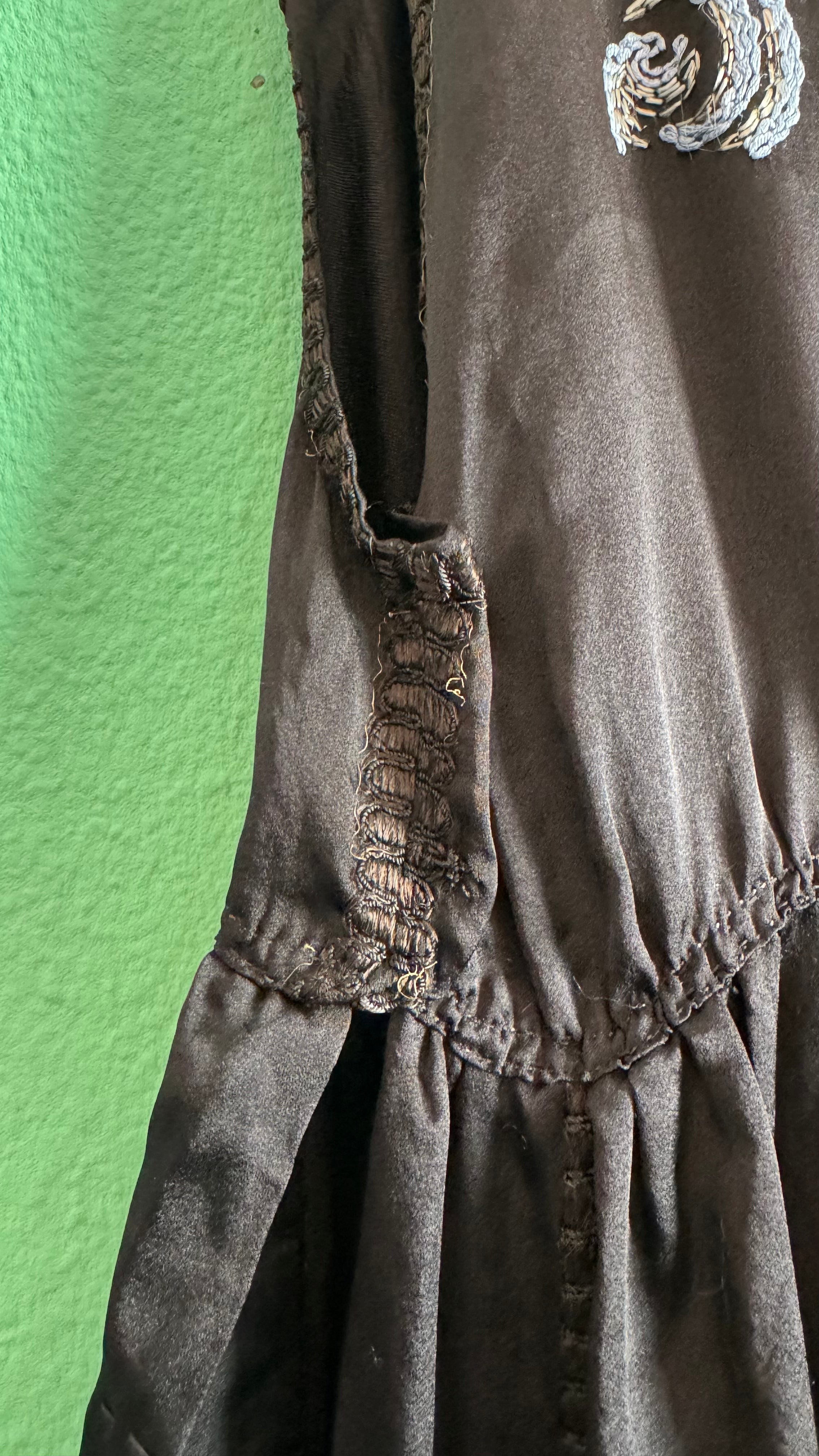 Vintage 1920s Black Embroidered Flapper Dress