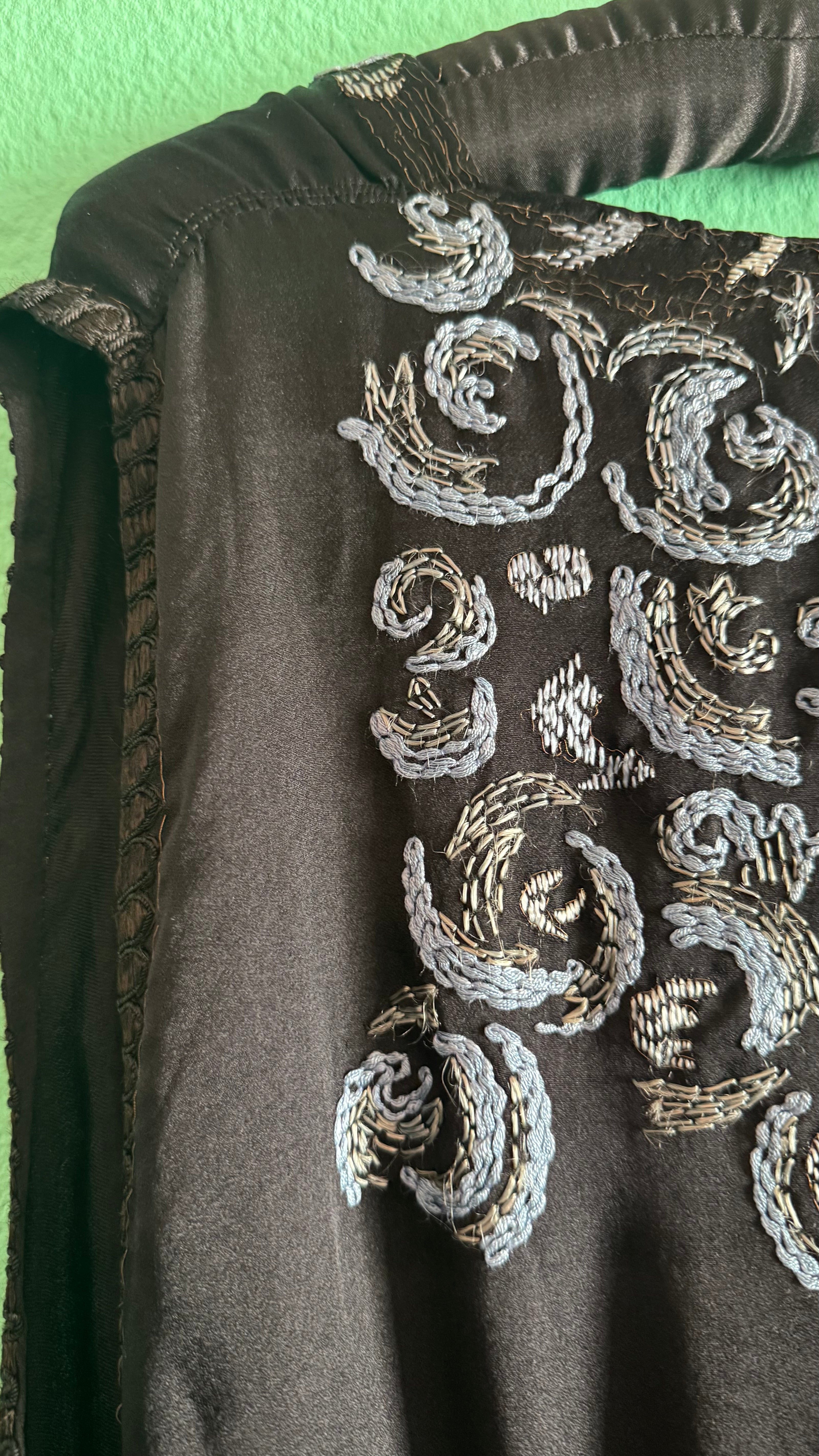 Vintage 1920s Black Embroidered Flapper Dress