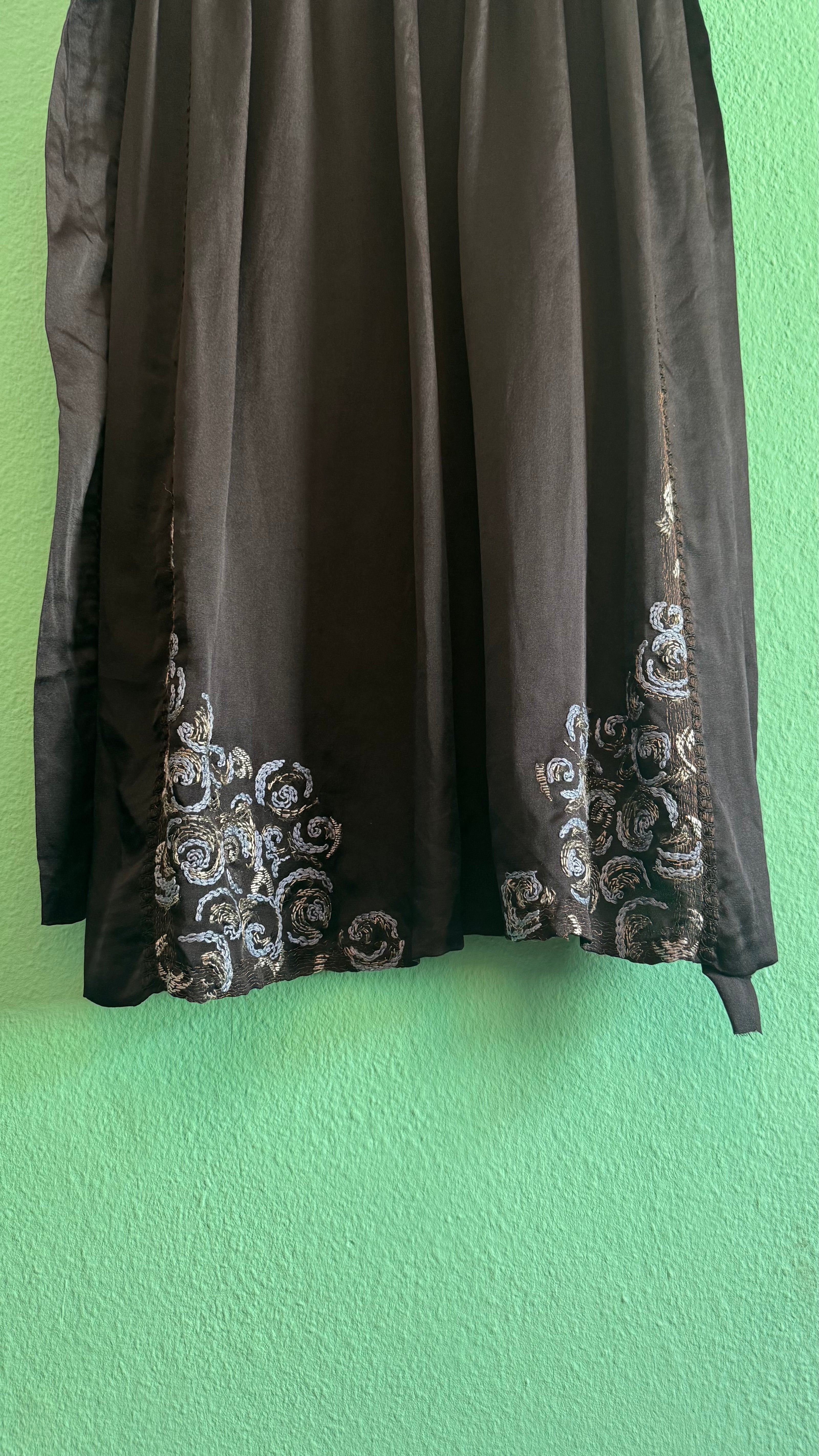 Vintage 1920s Black Embroidered Flapper Dress