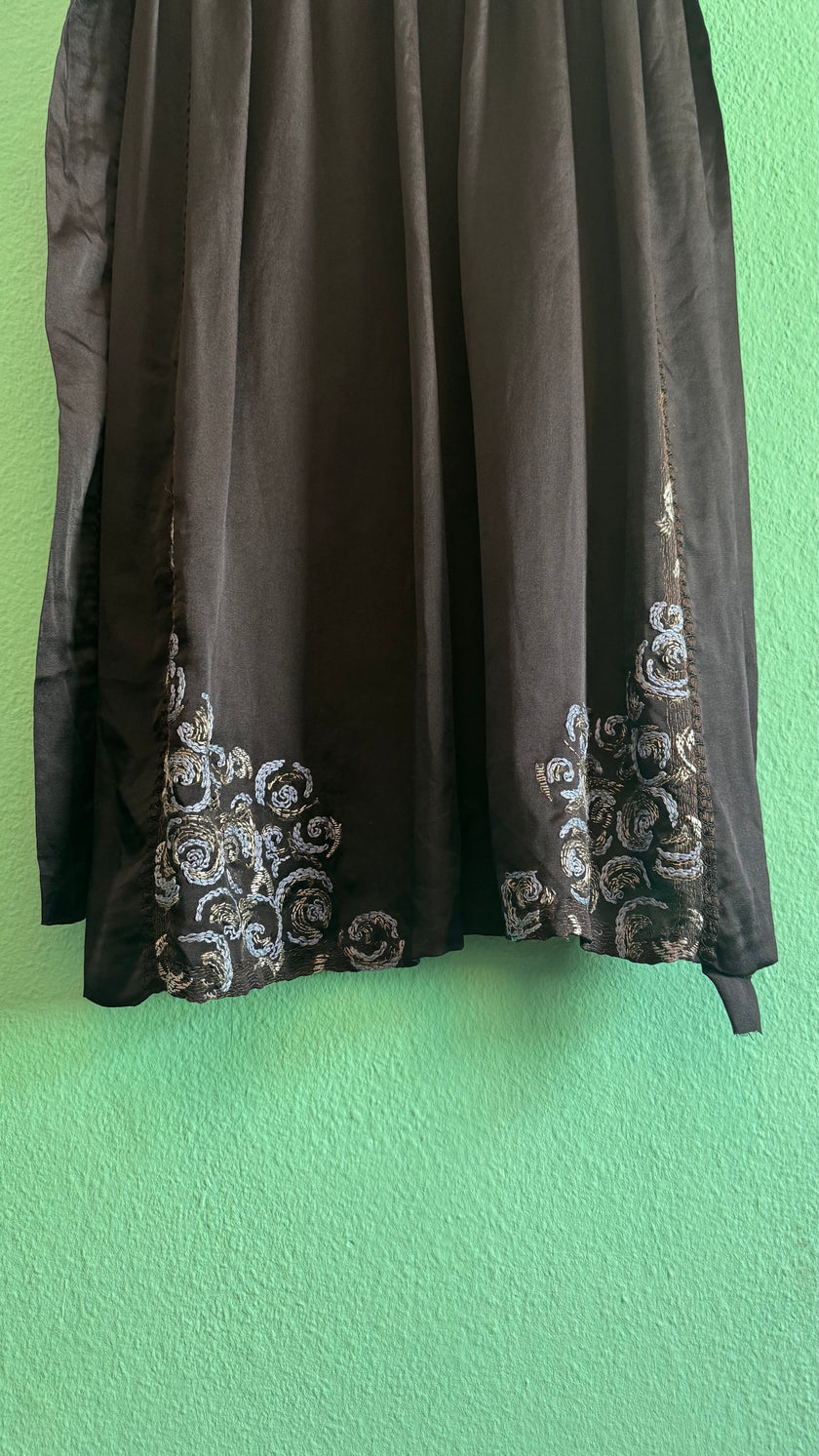 Vintage 1920s Black Embroidered Flapper Dress