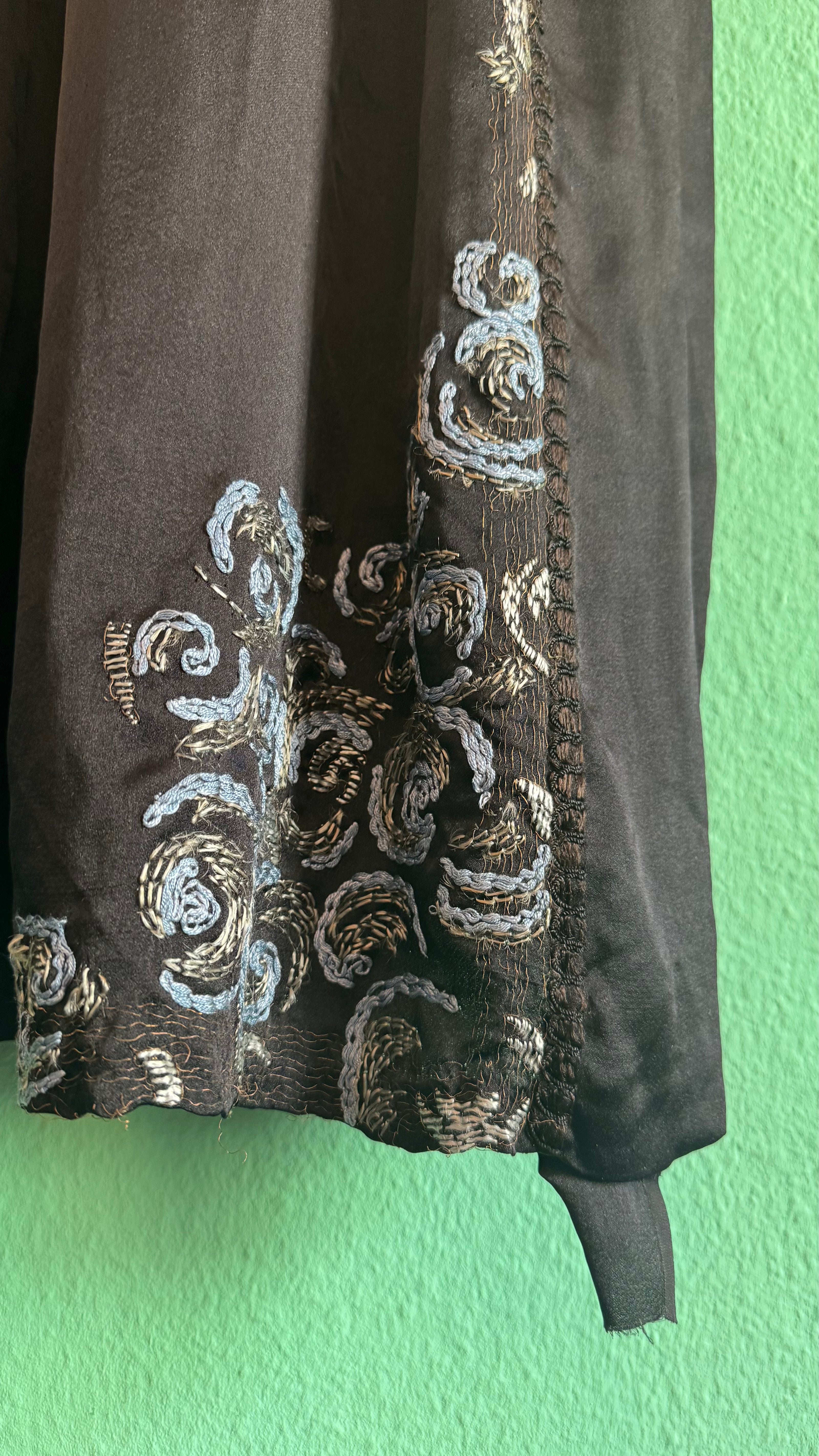 Vintage 1920s Black Embroidered Flapper Dress