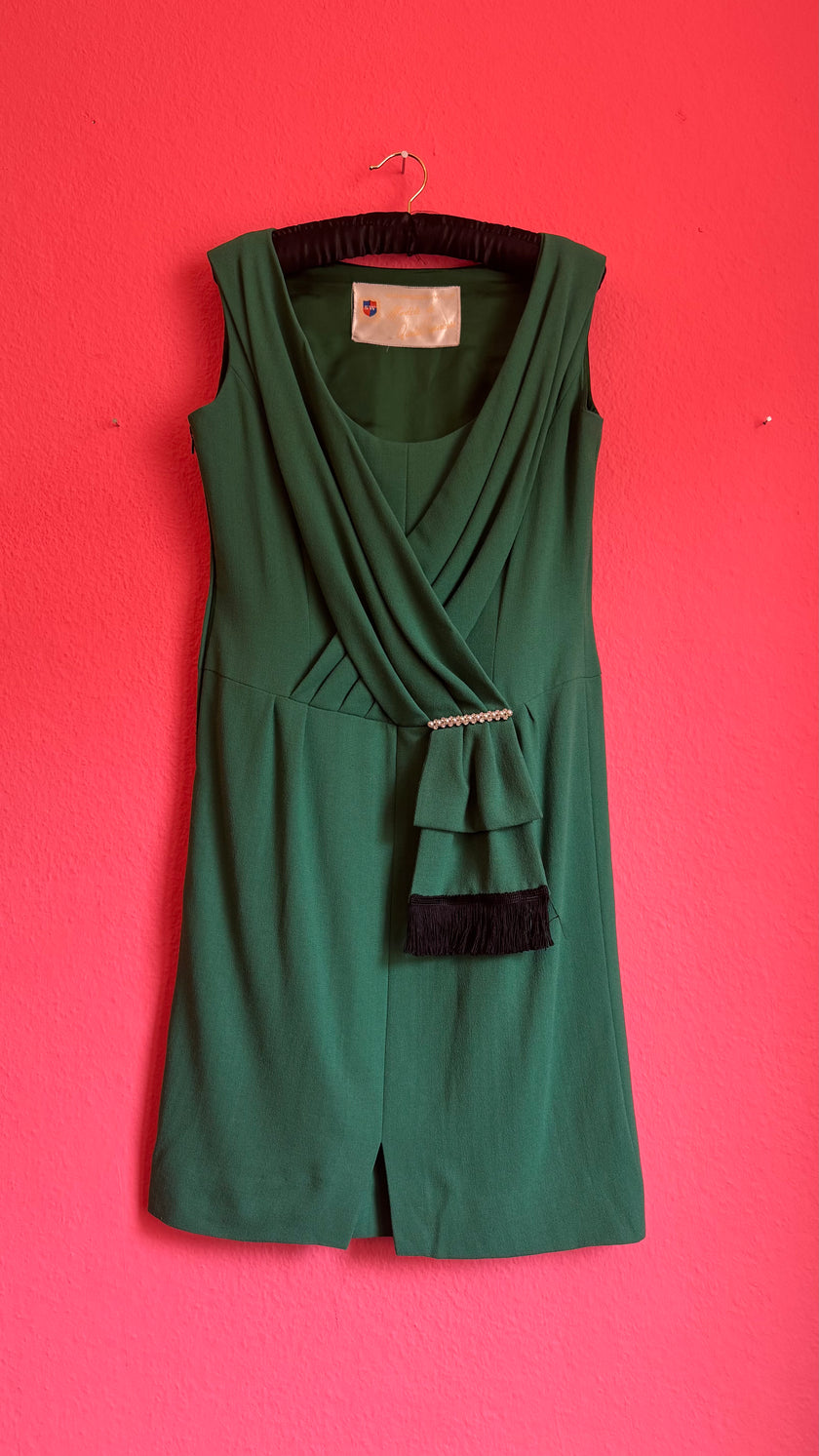 Vintage 1980s Schröder Wulf Green Wool Dress