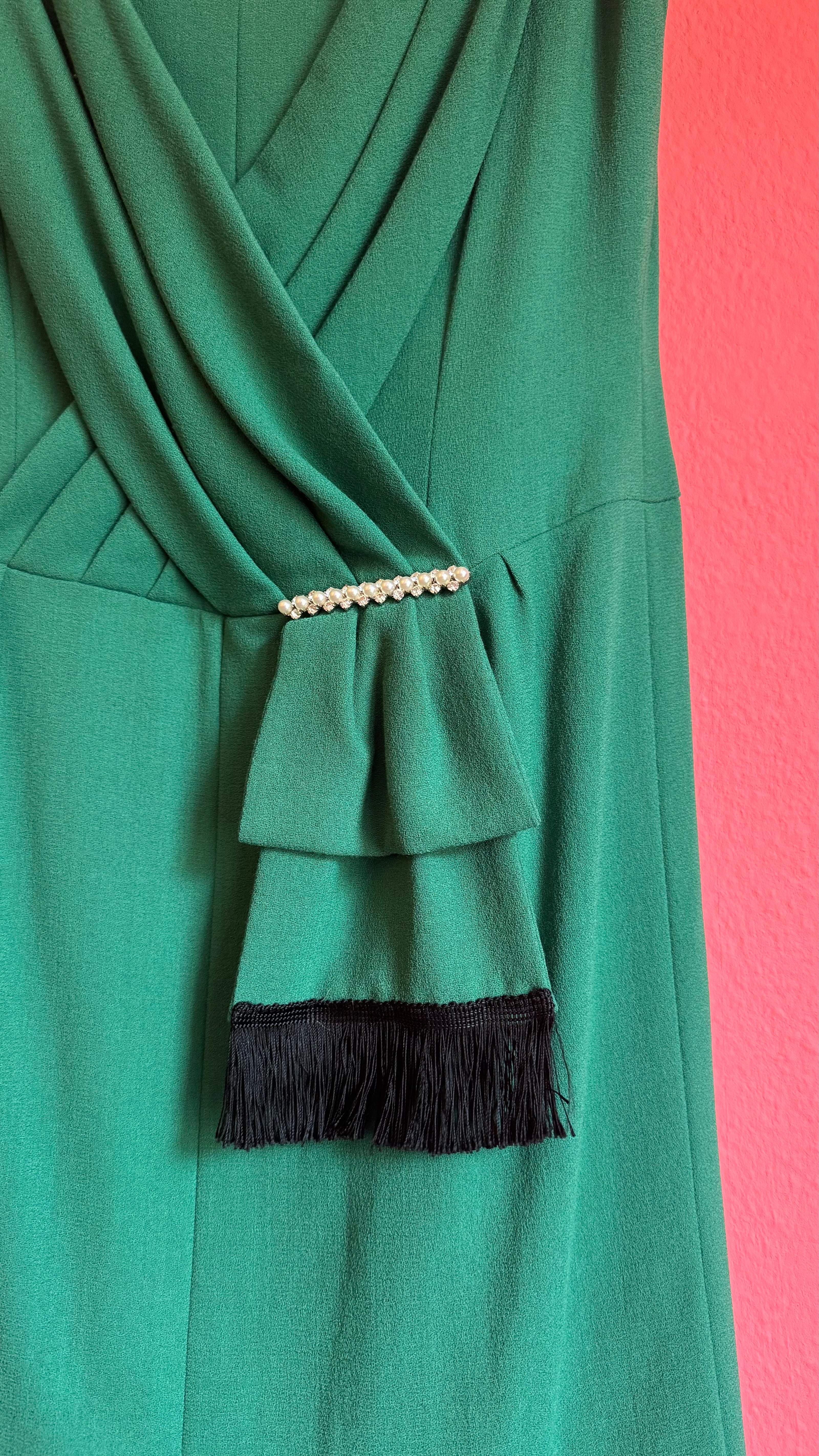 Vintage 1980s Schröder Wulf Green Wool Dress