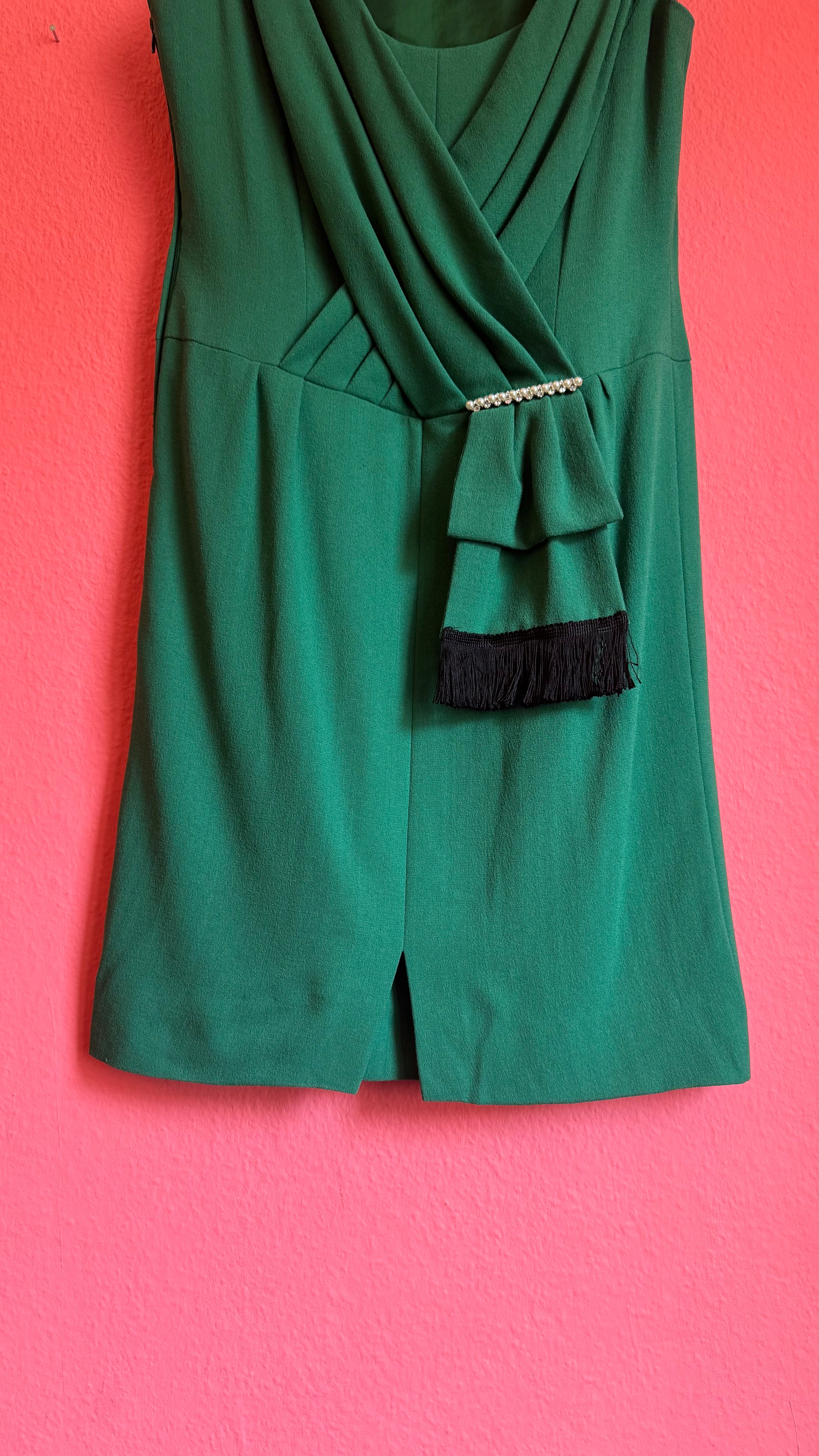 Vintage 1980s Schröder Wulf Green Wool Dress