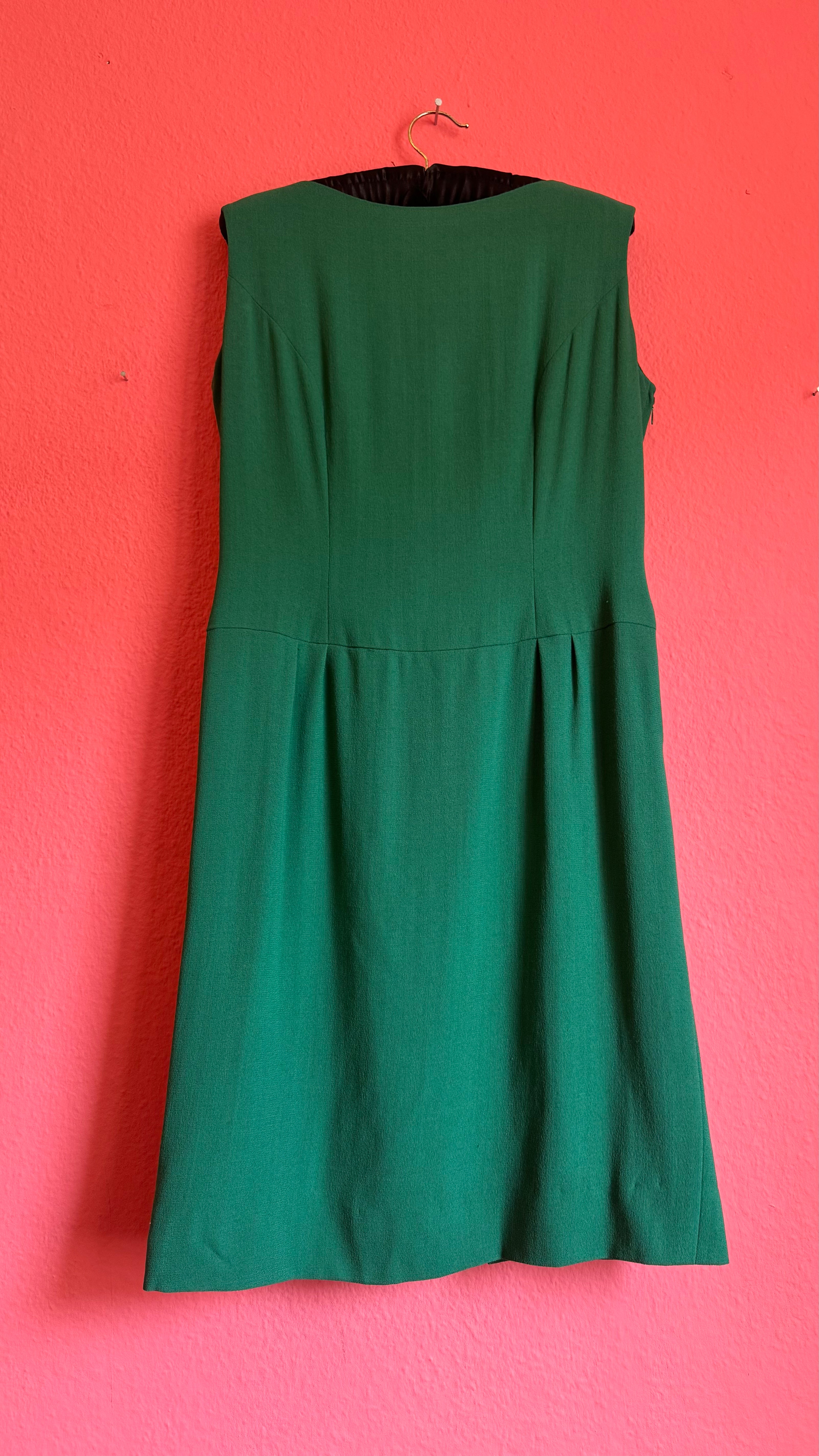 Vintage 1980s Schröder Wulf Green Wool Dress