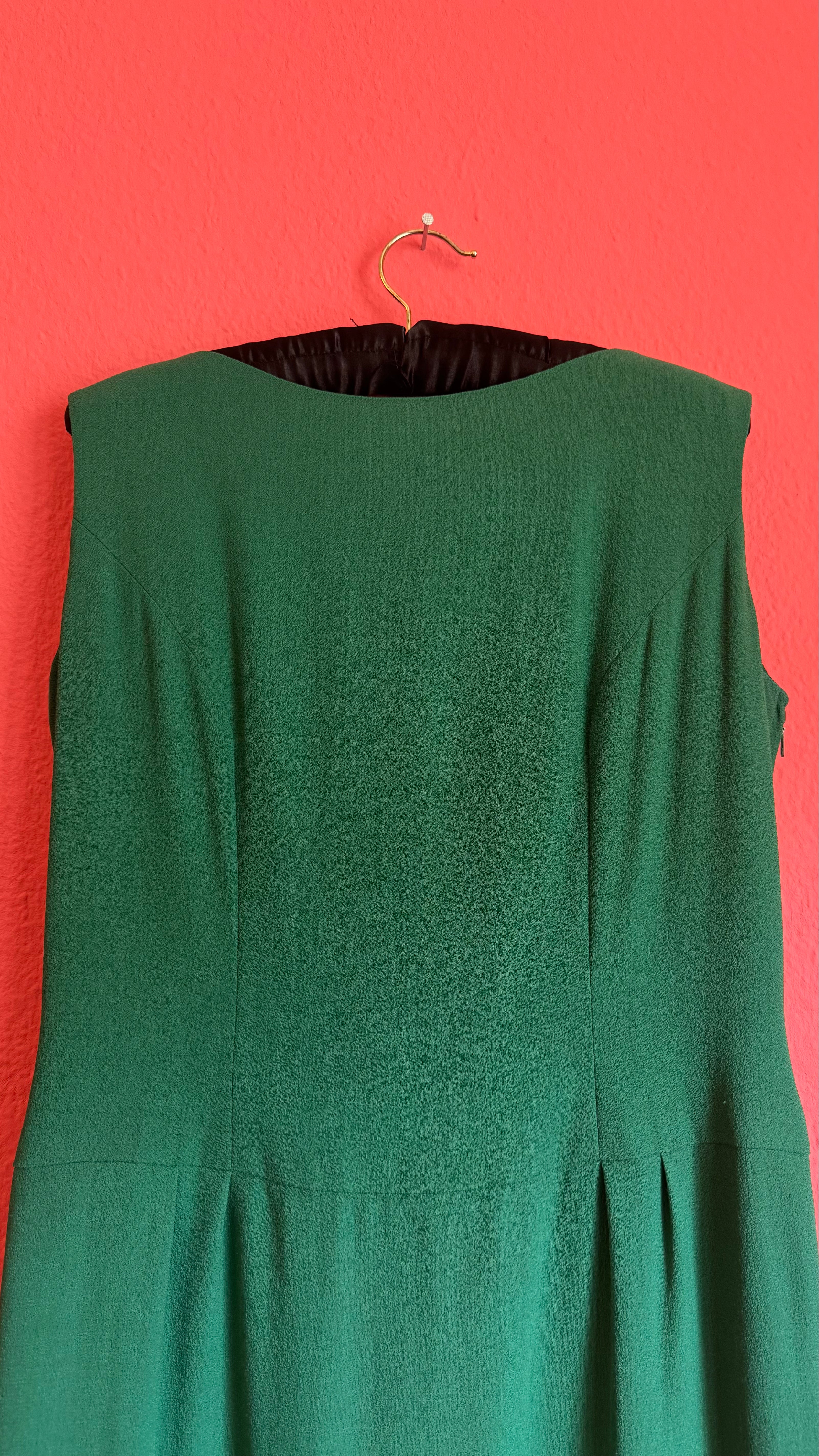 Vintage 1980s Schröder Wulf Green Wool Dress