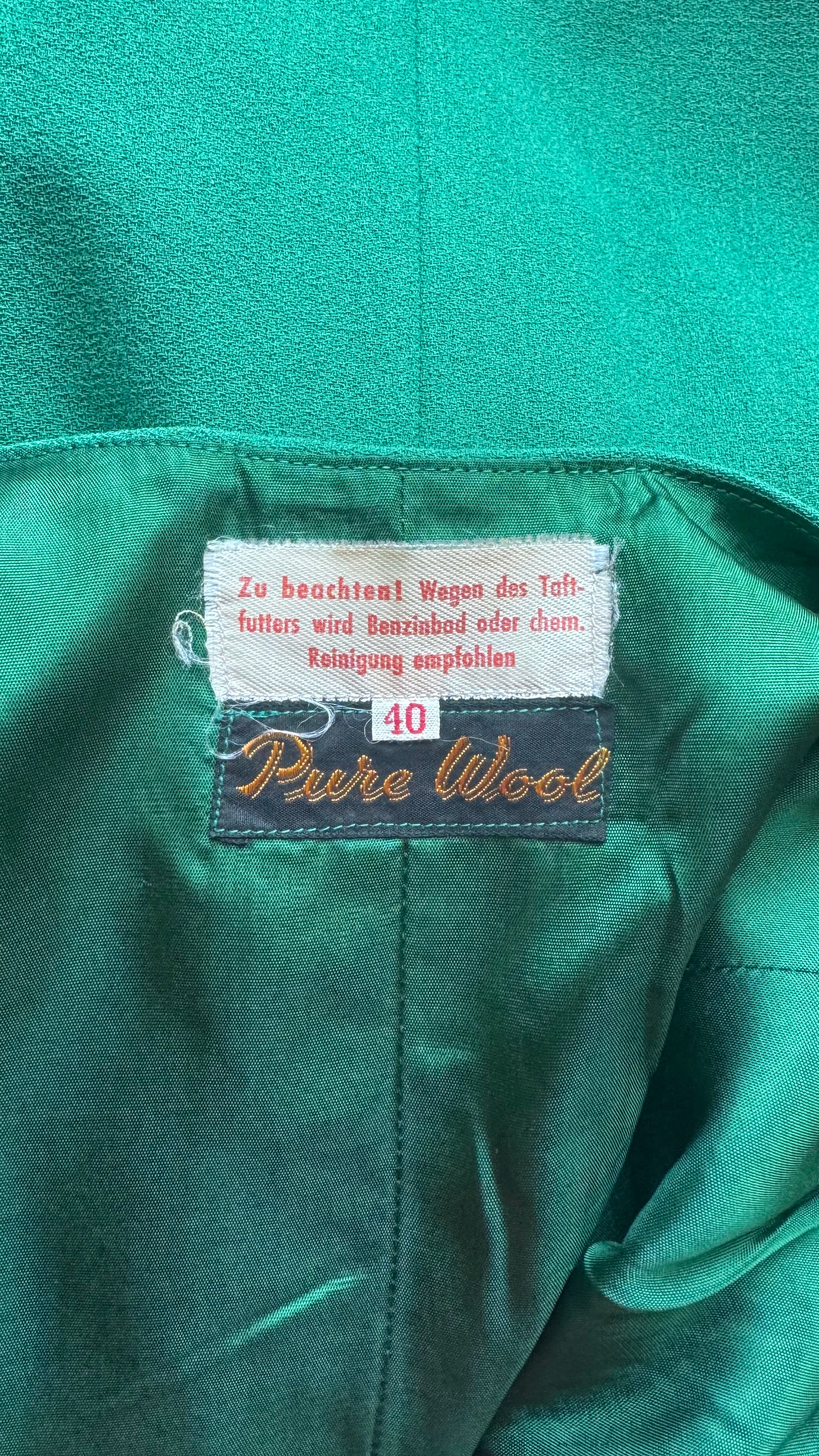 Vintage 1980s Schröder Wulf Green Wool Dress