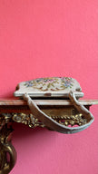 Vintage 1950s Ivory Wool Needlepoint Floral Handbag