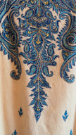 Vintage 1970s Cream Wool Cotton Paisley Embroidered Maxi Dress