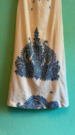 Vintage 1970s Cream Wool Cotton Paisley Embroidered Maxi Dress