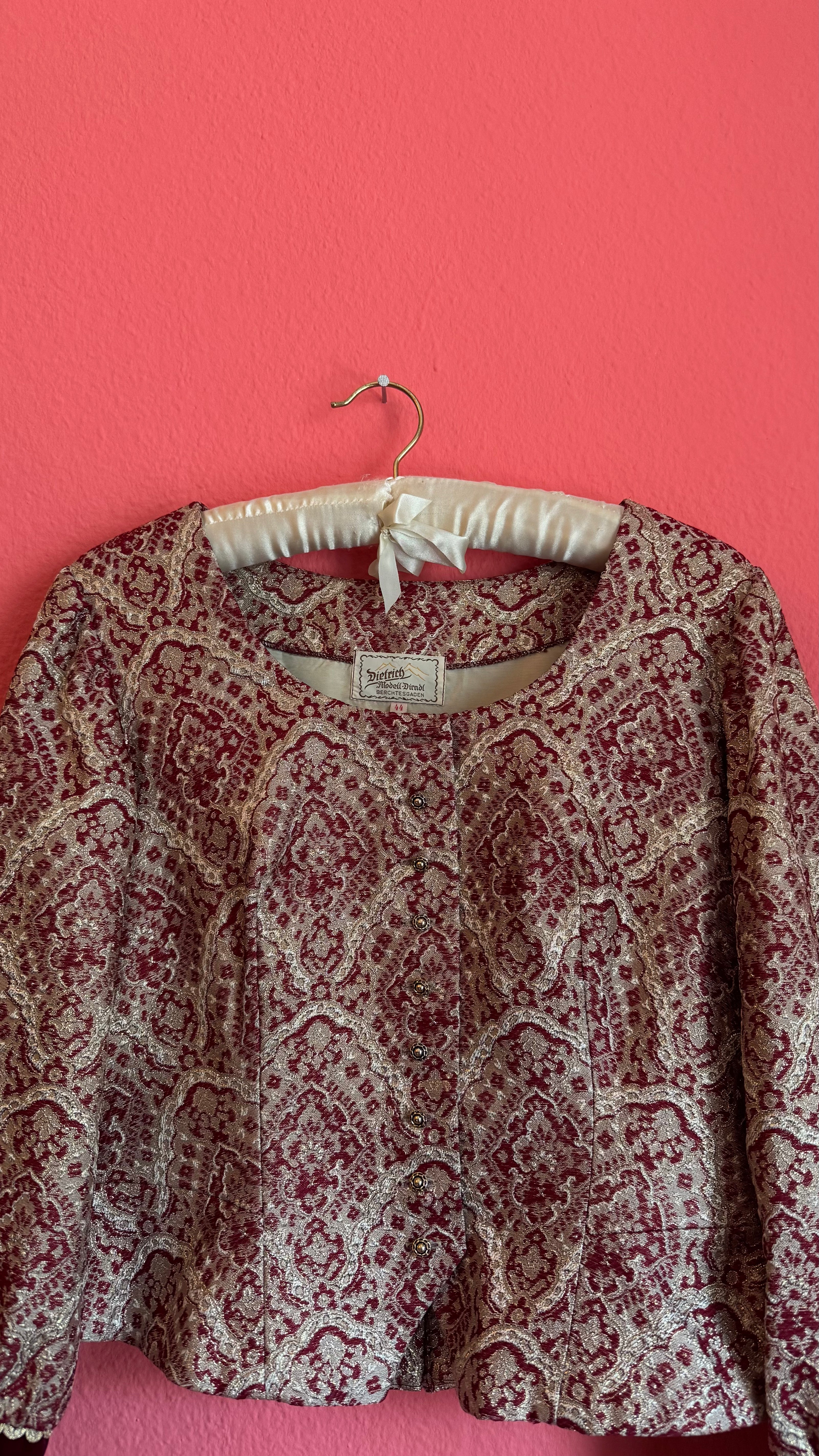 Vintage 1970s Dietrich Burgundy Brocade And Velvet Dirndl Set