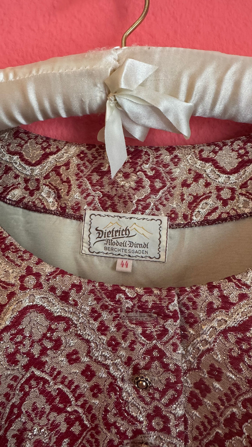 Vintage 1970s Dietrich Burgundy Brocade And Velvet Dirndl Set