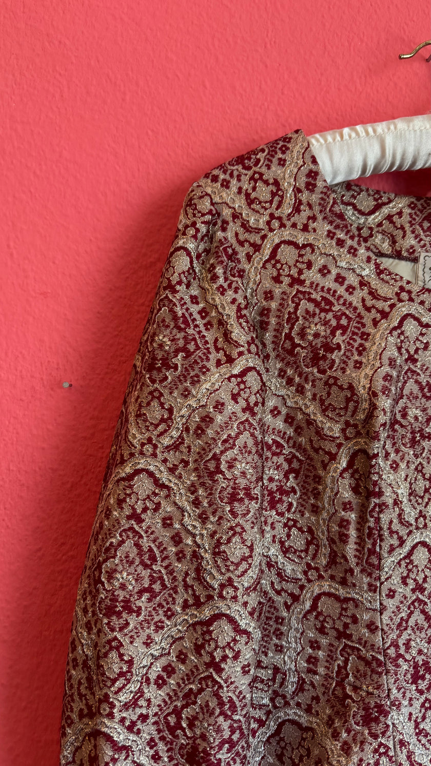Vintage 1970s Dietrich Burgundy Brocade And Velvet Dirndl Set
