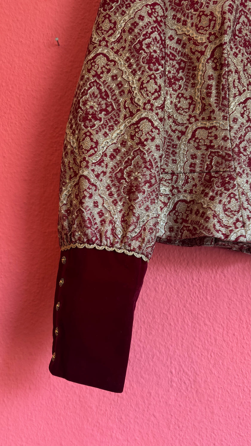 Vintage 1970s Dietrich Burgundy Brocade And Velvet Dirndl Set