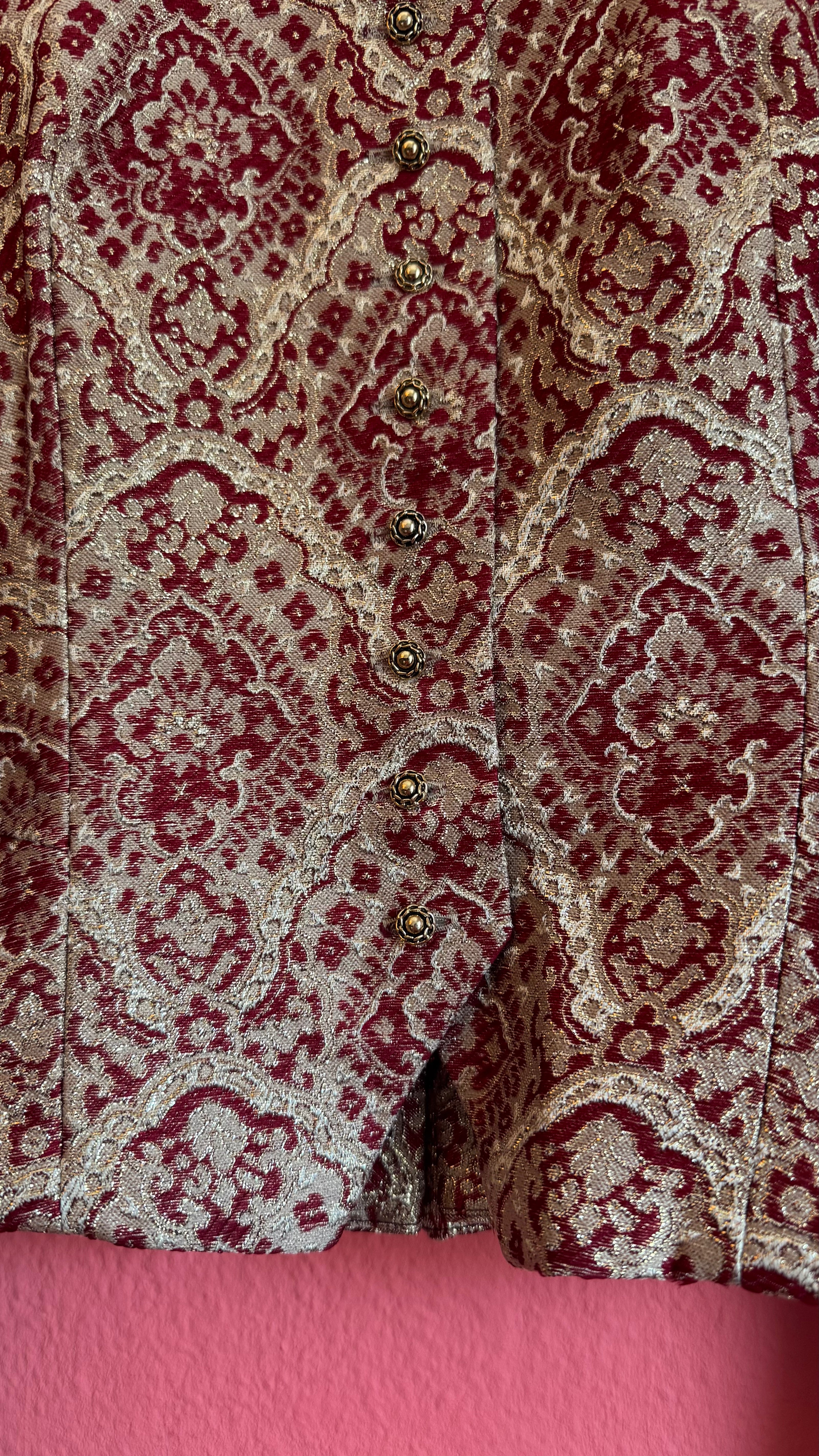 Vintage 1970s Dietrich Burgundy Brocade And Velvet Dirndl Set