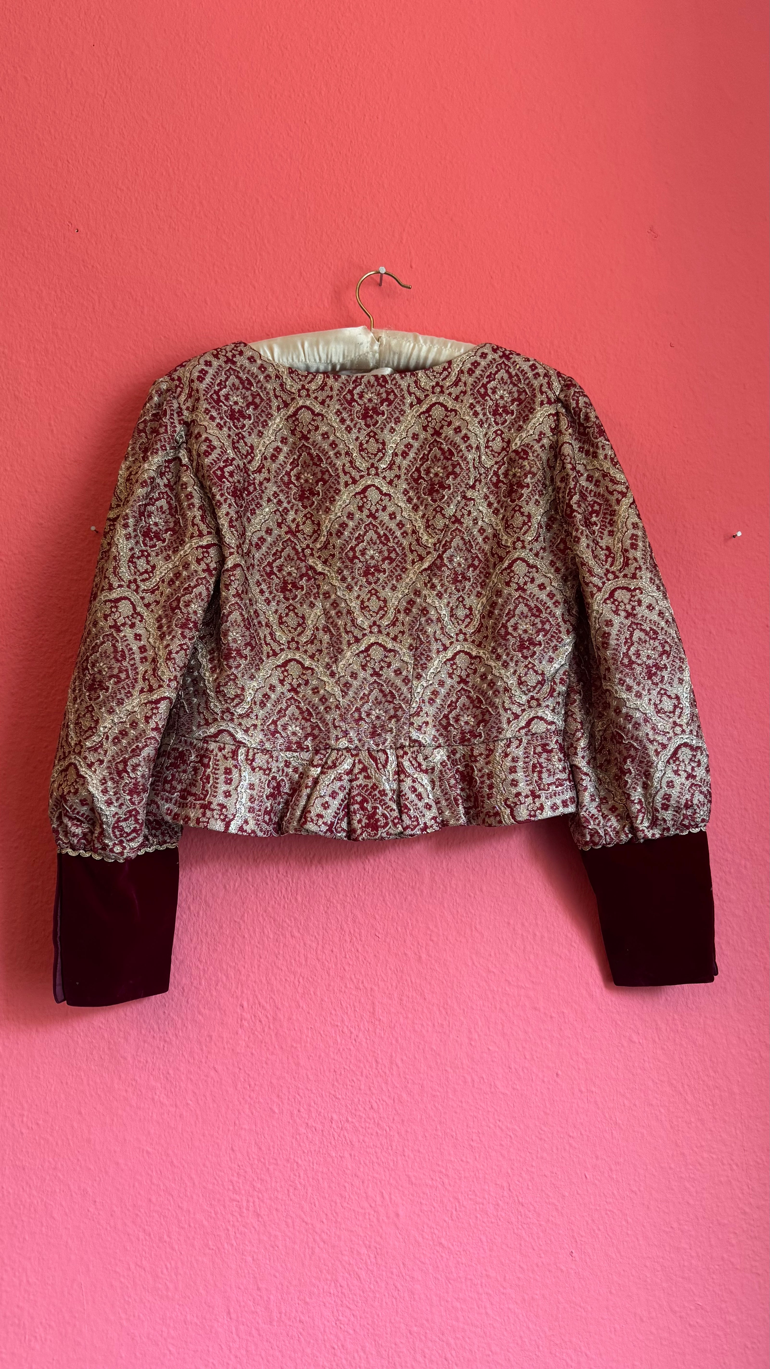 Vintage 1970s Dietrich Burgundy Brocade And Velvet Dirndl Set