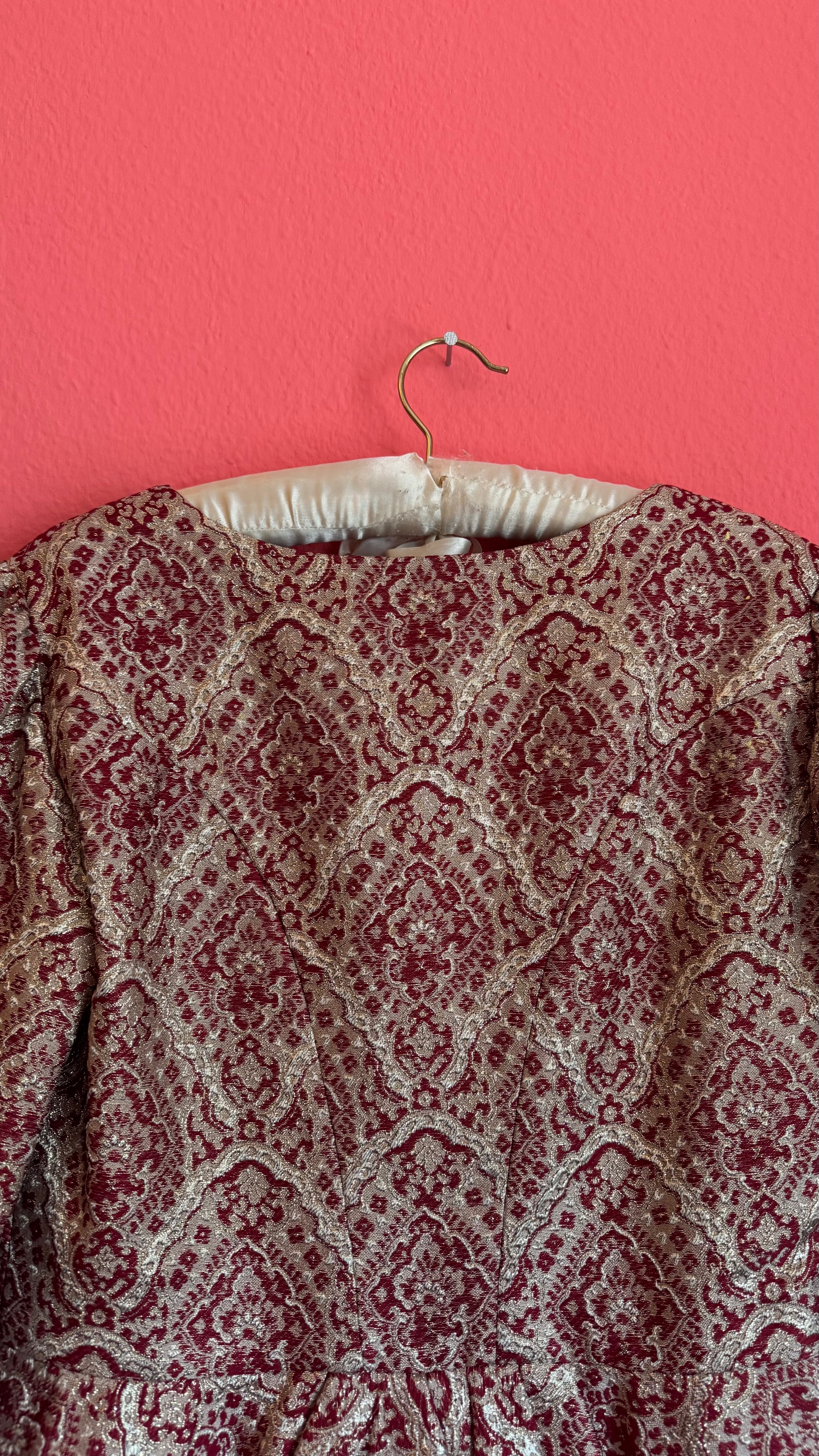 Vintage 1970s Dietrich Burgundy Brocade And Velvet Dirndl Set