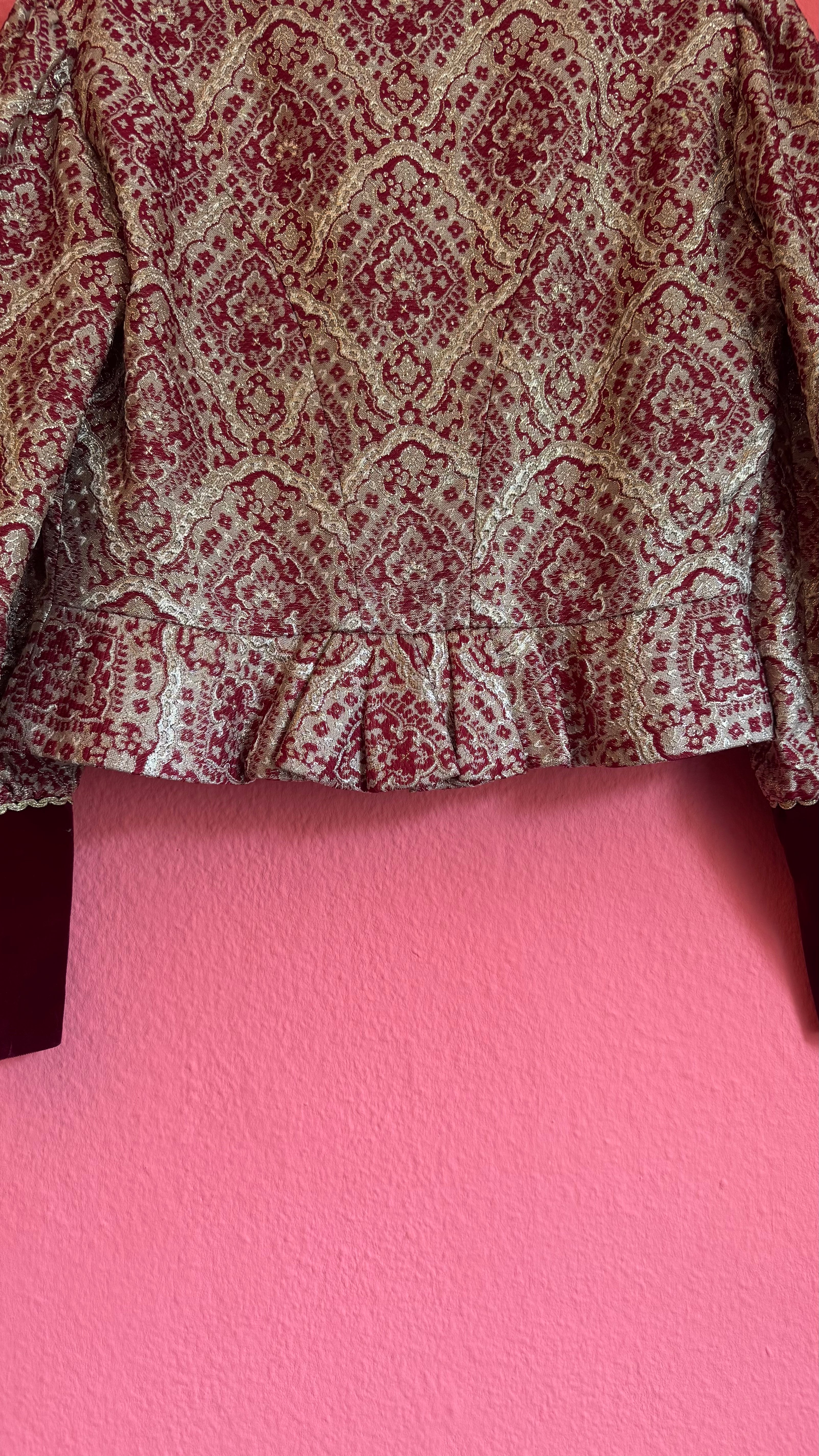 Vintage 1970s Dietrich Burgundy Brocade And Velvet Dirndl Set