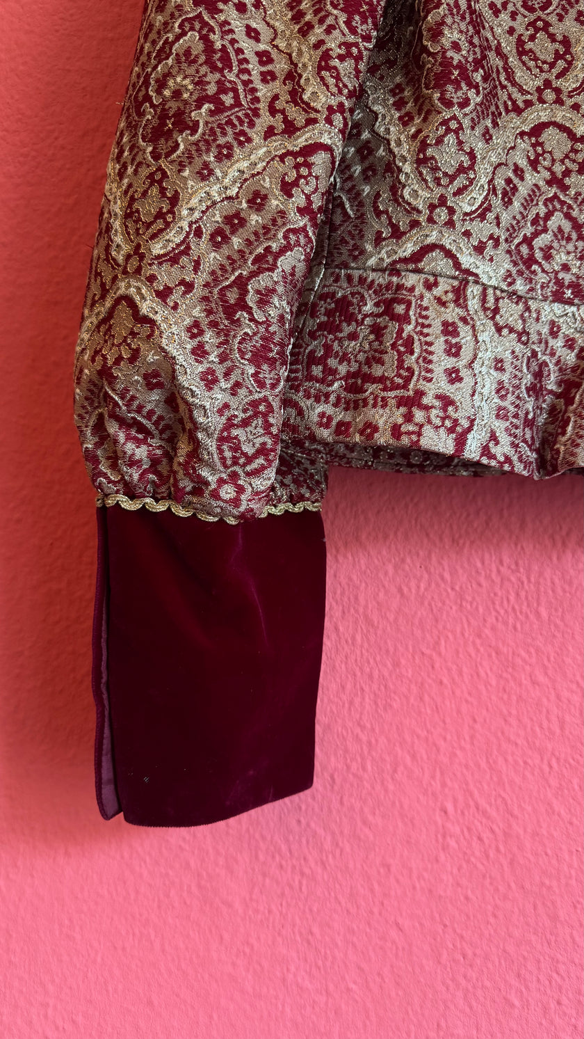 Vintage 1970s Dietrich Burgundy Brocade And Velvet Dirndl Set