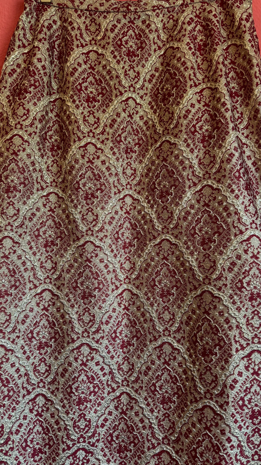 Vintage 1970s Dietrich Burgundy Brocade And Velvet Dirndl Set
