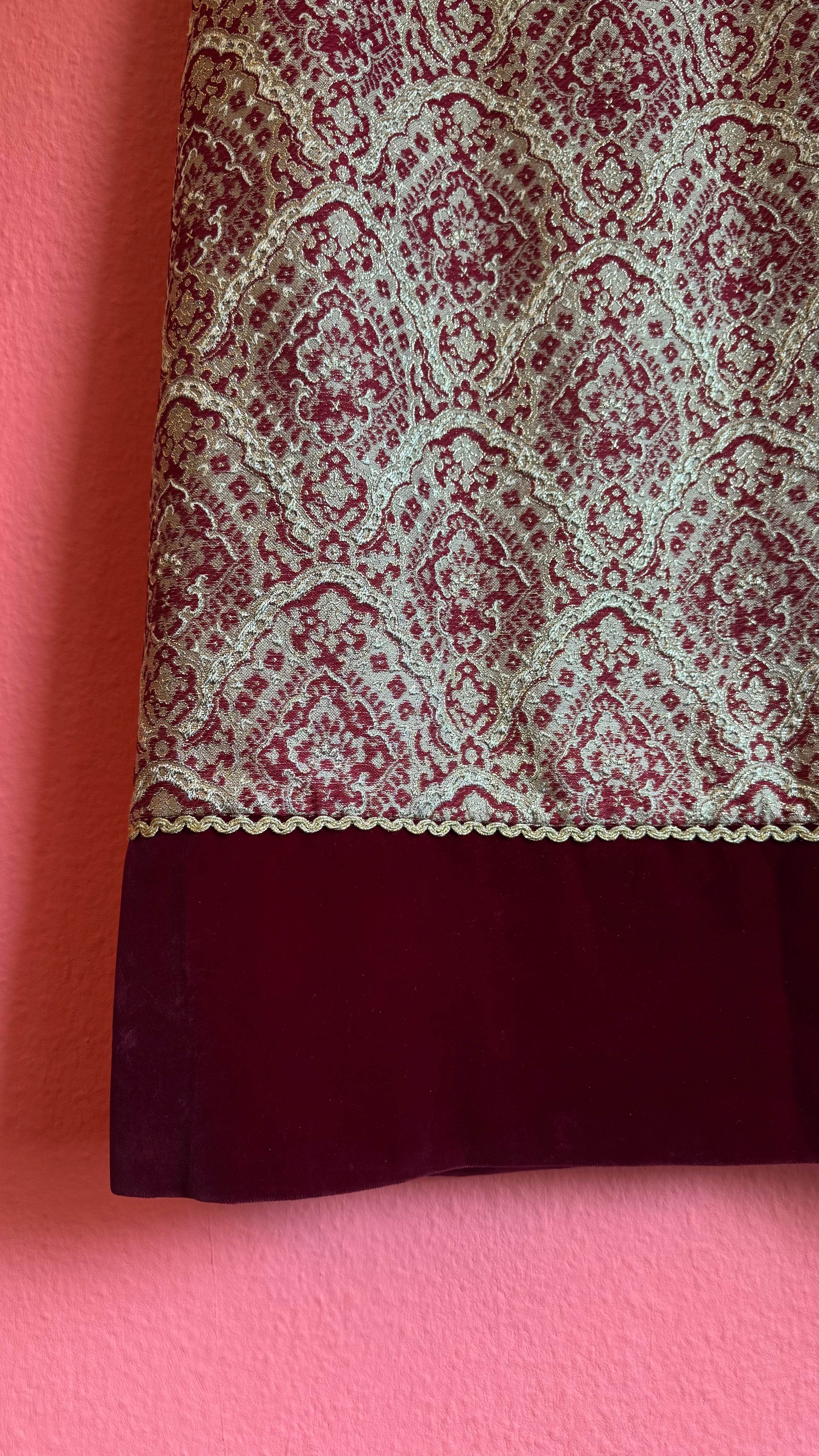 Vintage 1970s Dietrich Burgundy Brocade And Velvet Dirndl Set