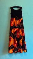 Vintage 1970s Black Velvet Floral Maxi Dress