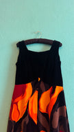 Vintage 1970s Black Velvet Floral Maxi Dress