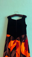 Vintage 1970s Black Velvet Floral Maxi Dress