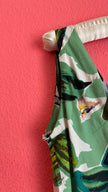 Vintage 1970s Green Rayon Tropical Maxi Dress