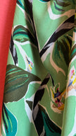 Vintage 1970s Green Rayon Tropical Maxi Dress