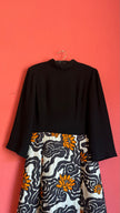 Vintage 1970s Black And Ivory Floral Maxi Dress