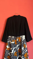 Vintage 1970s Black And Ivory Floral Maxi Dress