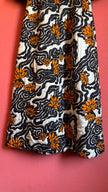 Vintage 1970s Black And Ivory Floral Maxi Dress