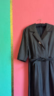 Vintage 1980s Striped Cotton Blend Shirt Dress
