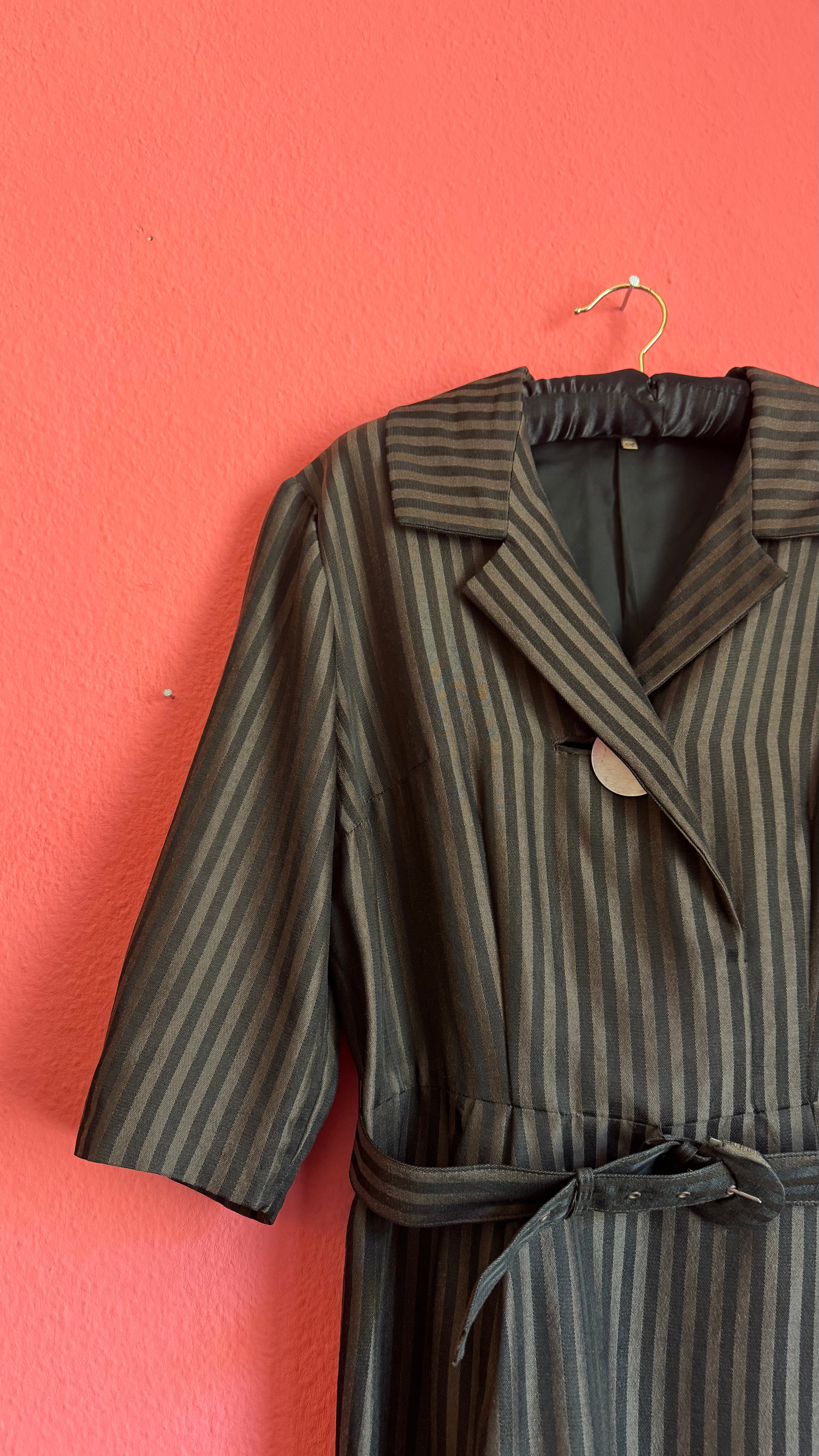 Vintage 1980s Striped Cotton Blend Shirt Dress