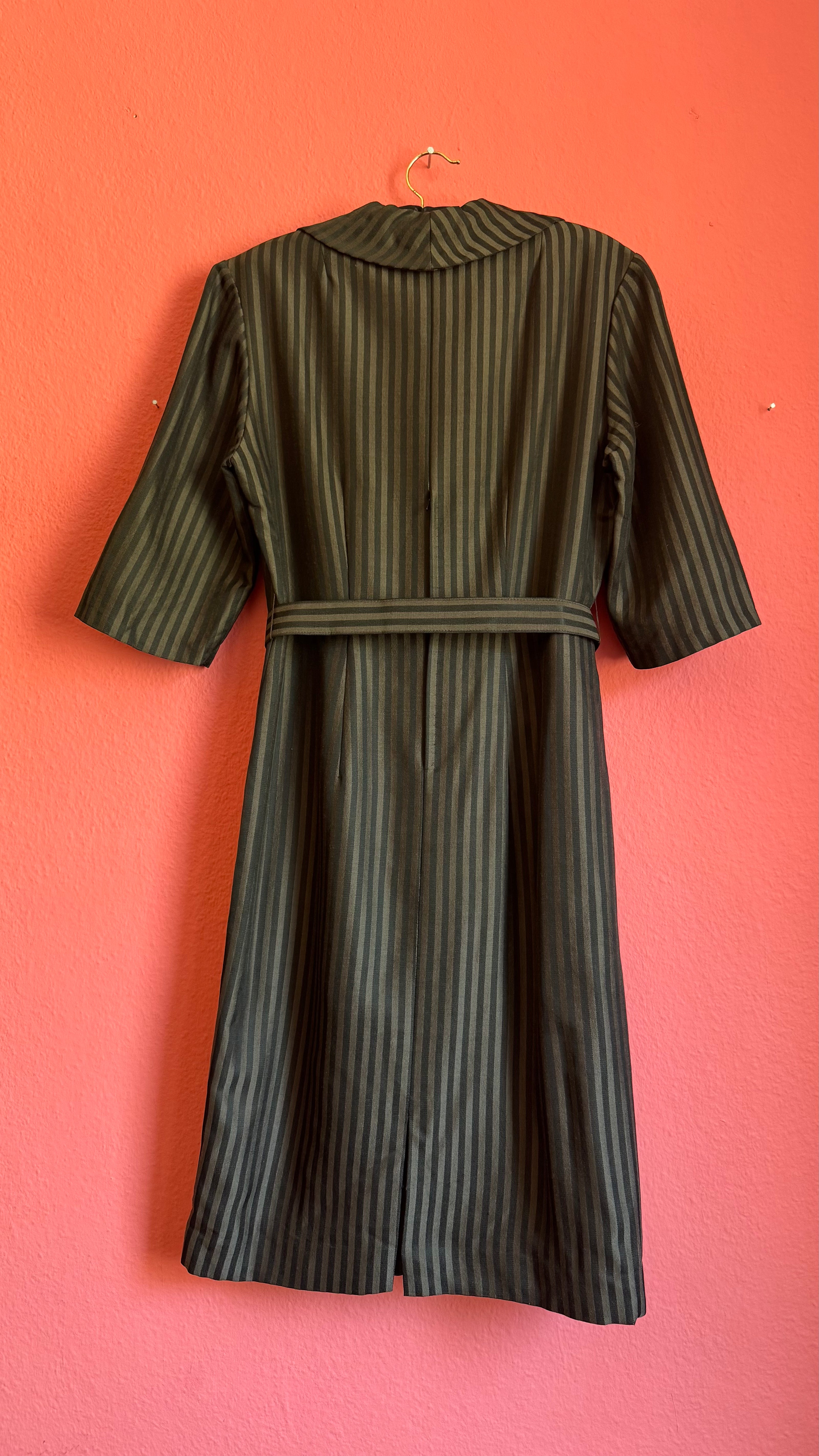 Vintage 1980s Striped Cotton Blend Shirt Dress