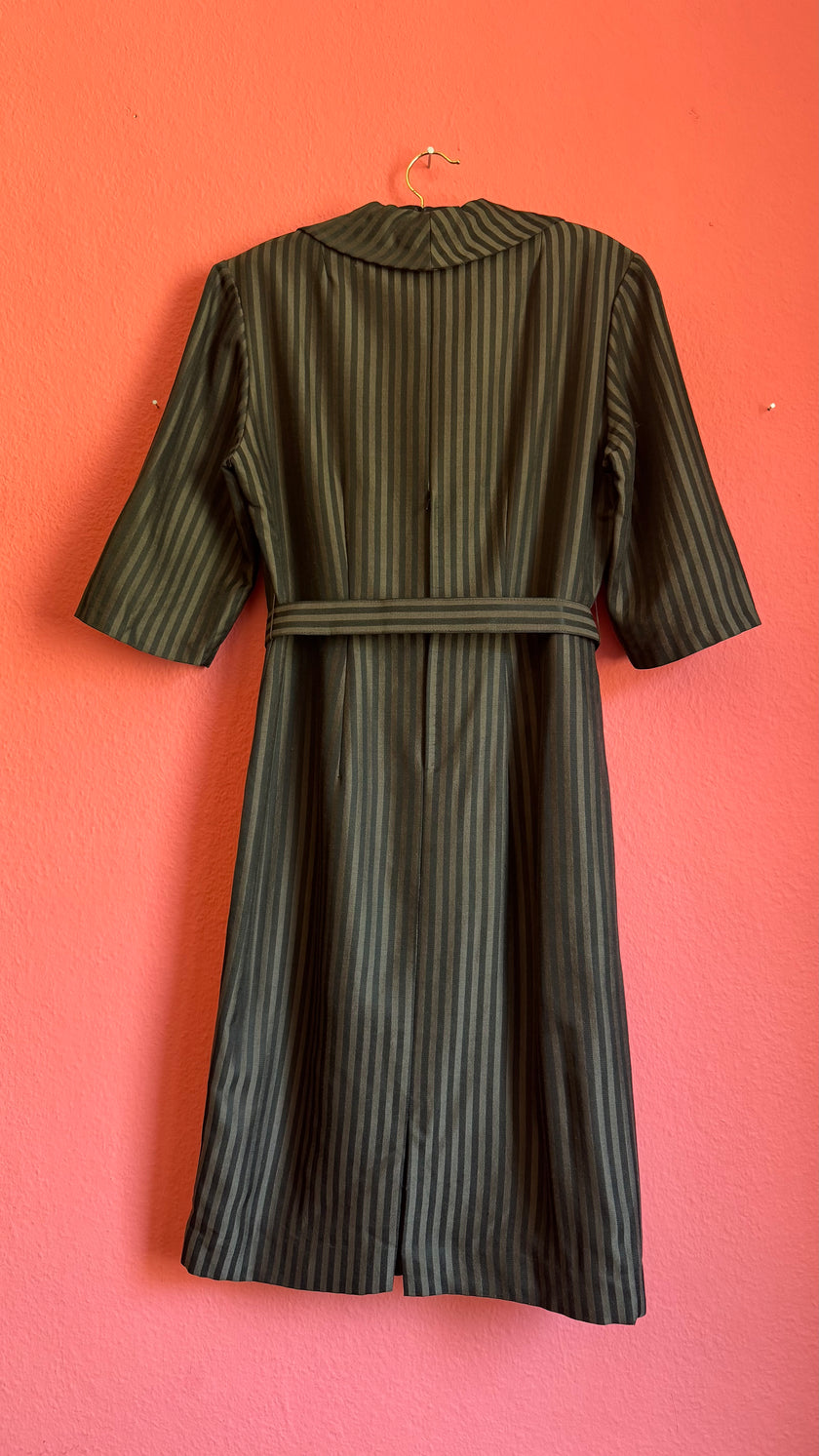 Vintage 1980s Striped Cotton Blend Shirt Dress