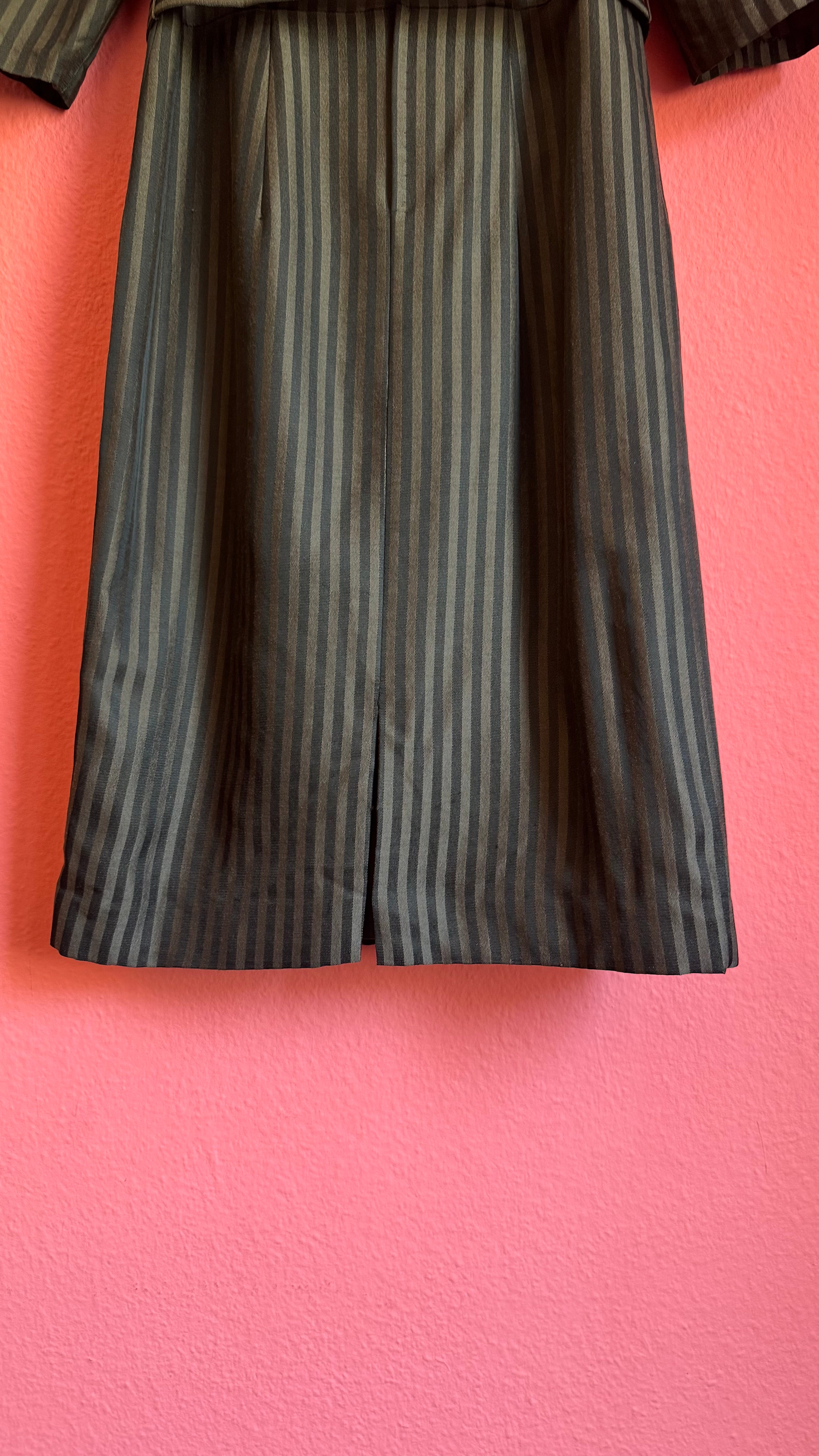 Vintage 1980s Striped Cotton Blend Shirt Dress