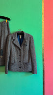 Vintage 1980s Tricosa Wool Acrylic Herringbone Skirt Suit Set