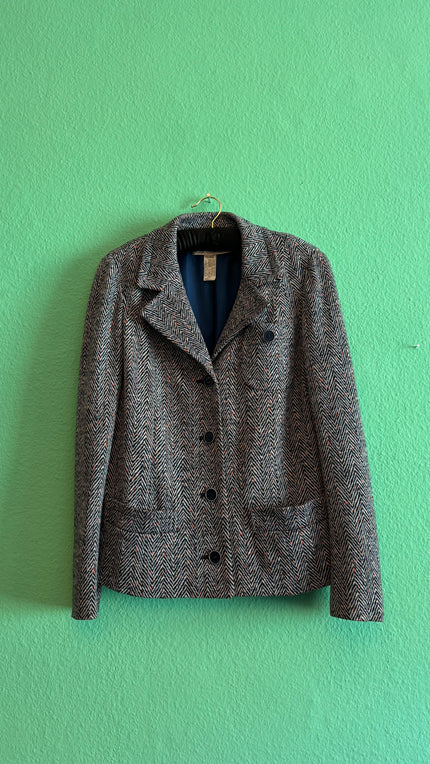 Vintage 1980s Tricosa Wool Acrylic Herringbone Skirt Suit Set