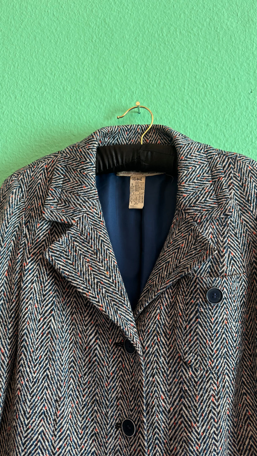Vintage 1980s Tricosa Wool Acrylic Herringbone Skirt Suit Set
