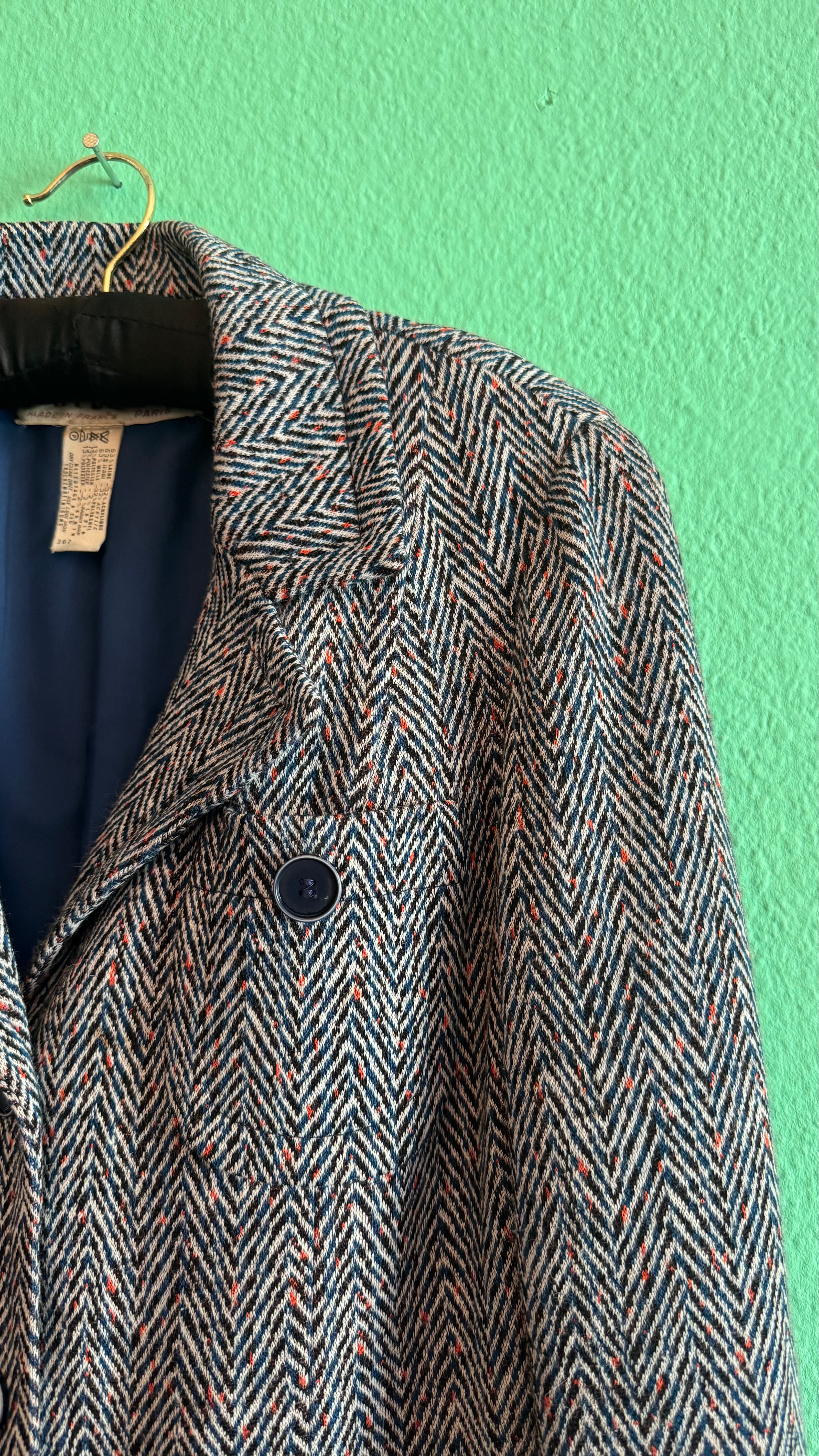 Vintage 1980s Tricosa Wool Acrylic Herringbone Skirt Suit Set