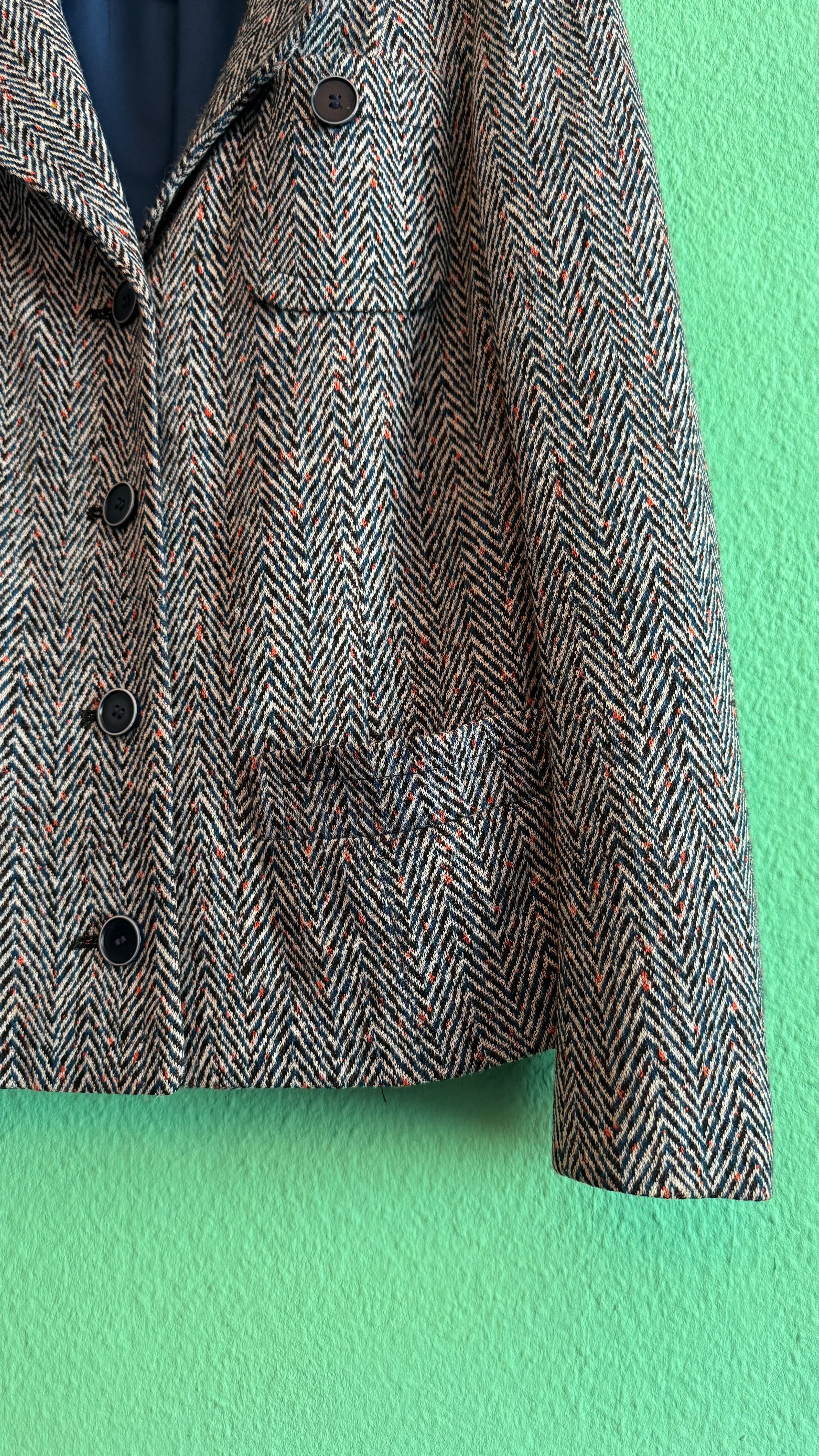 Vintage 1980s Tricosa Wool Acrylic Herringbone Skirt Suit Set