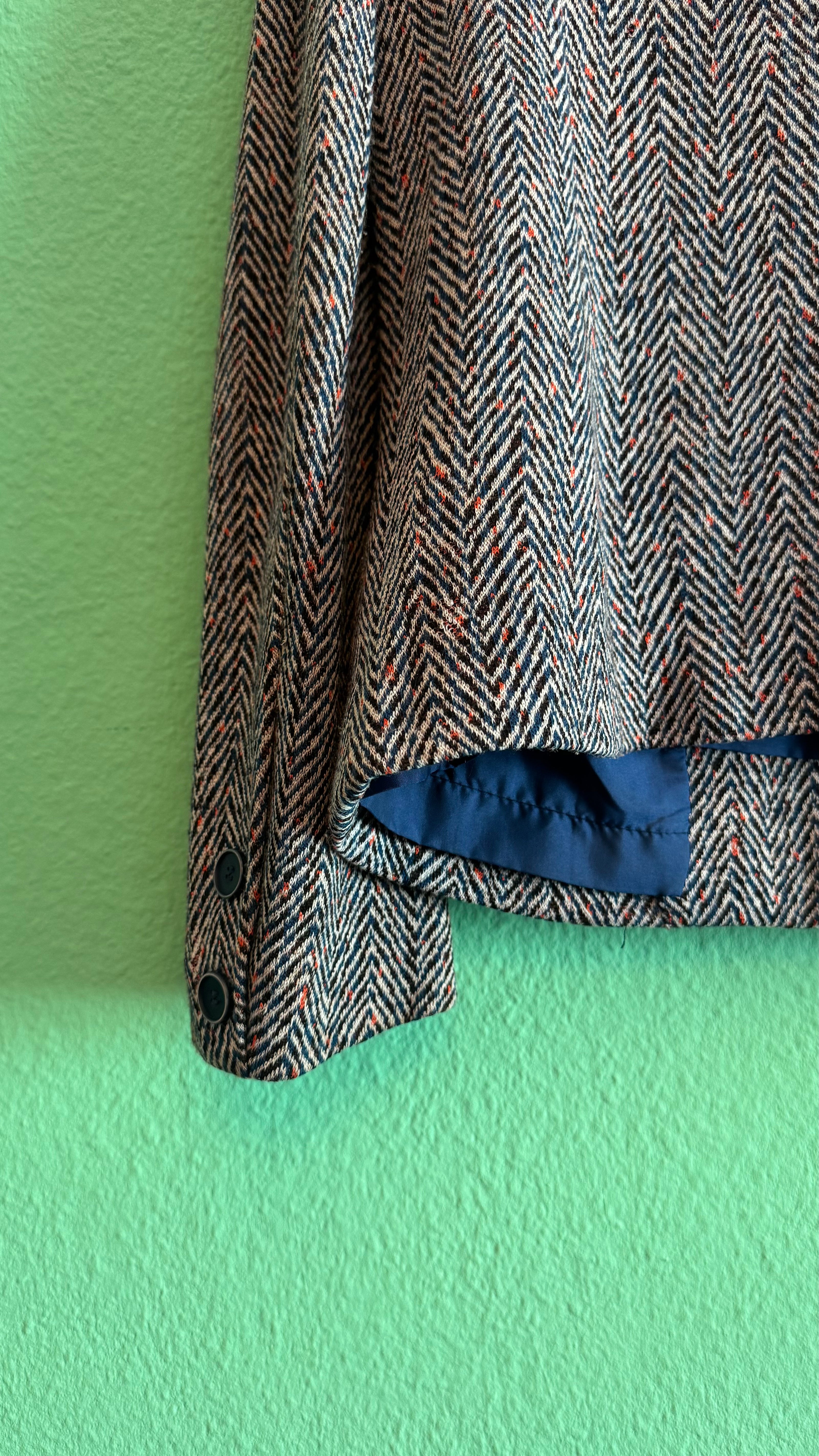 Vintage 1980s Tricosa Wool Acrylic Herringbone Skirt Suit Set